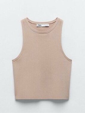 Zara tan ribbed crop top